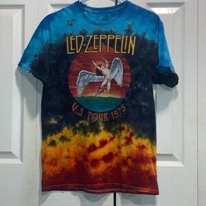 Led Zeppelin U.S. Tour 1975 Tie-Dye Tee, Medium, Orange Blue Yellow